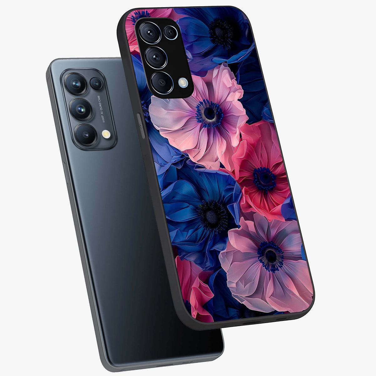 Flower Paper Art Pattern Glass Case displayed in angled mockup highlighting layered paper flower design with artistic aesthetic.