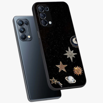 Galactic Charm Glow Glass Case displayed in angled mockup highlighting luminous galaxy inspired design with dreamy aesthetic.