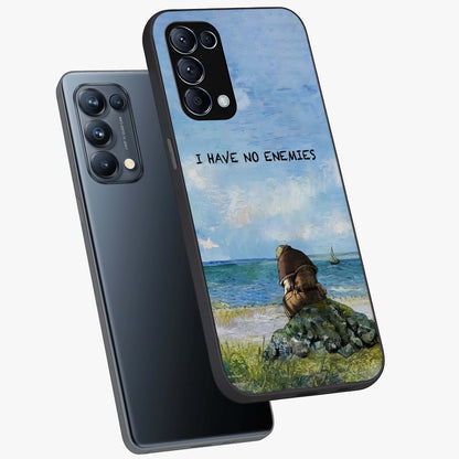 Peace Beyond War Glass Case displayed in angled mockup highlighting meaningful message design with artistic aesthetic style.