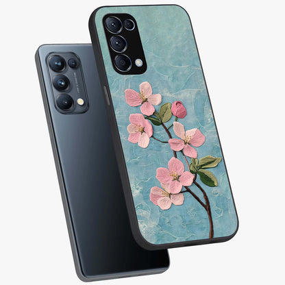 Threaded Blossom Breeze Glass Case displayed in angled mockup highlighting elegant floral design with soft aesthetic style.