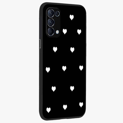 Cute And Simple White Hearts Glass Case upright view showcasing simple white hearts artwork with soft minimal theme.