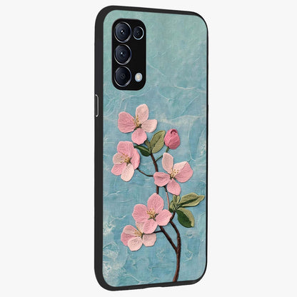 Threaded Blossom Breeze Glass Case upright view showcasing graceful flower artwork with calm botanical theme.