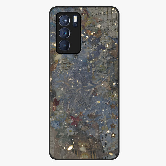 Aesthetic Astrolophia Glass Case showing flat back view with dreamy aesthetic design and glossy glass finish.