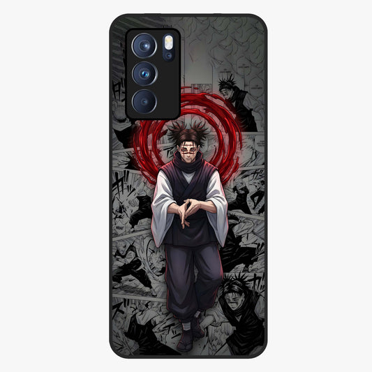 Cursed Ritual Ascension Glass Case showing flat back view with dark ritual themed artwork and glossy glass finish.