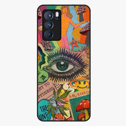 Mystic Eye Wonderland Glass Case showing flat back view with mystical eye themed artwork and glossy glass finish.