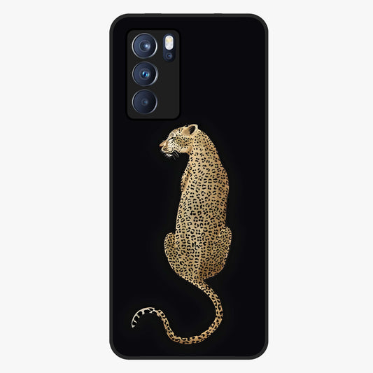 Regal Leopard Glass Case showing flat back view with bold leopard artwork and glossy glass finish.