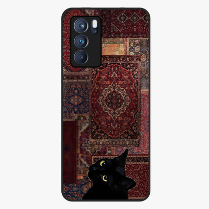 Regal Magic Cat Apple Glass Case showing flat back view with magical cat artwork holding apple and glossy glass finish.