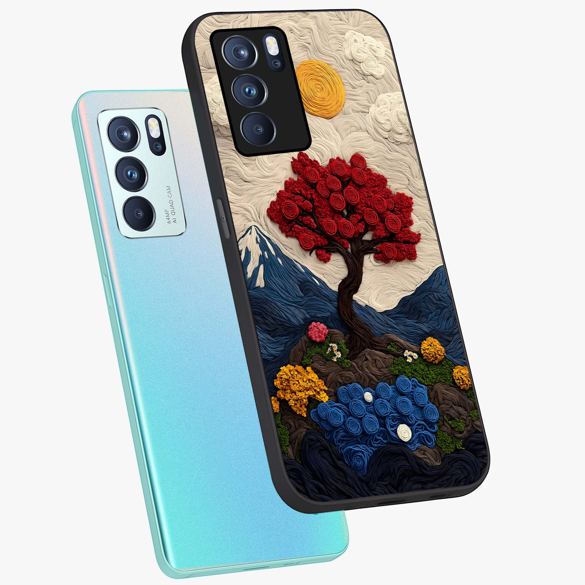Eternal Nature Tapestry Glass Case displayed in angled mockup highlighting detailed botanical pattern with artistic aesthetic.
