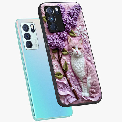 Lavender Cat Whimsy Glass Case displayed in angled mockup highlighting playful feline illustration with pastel lavender aesthetic.