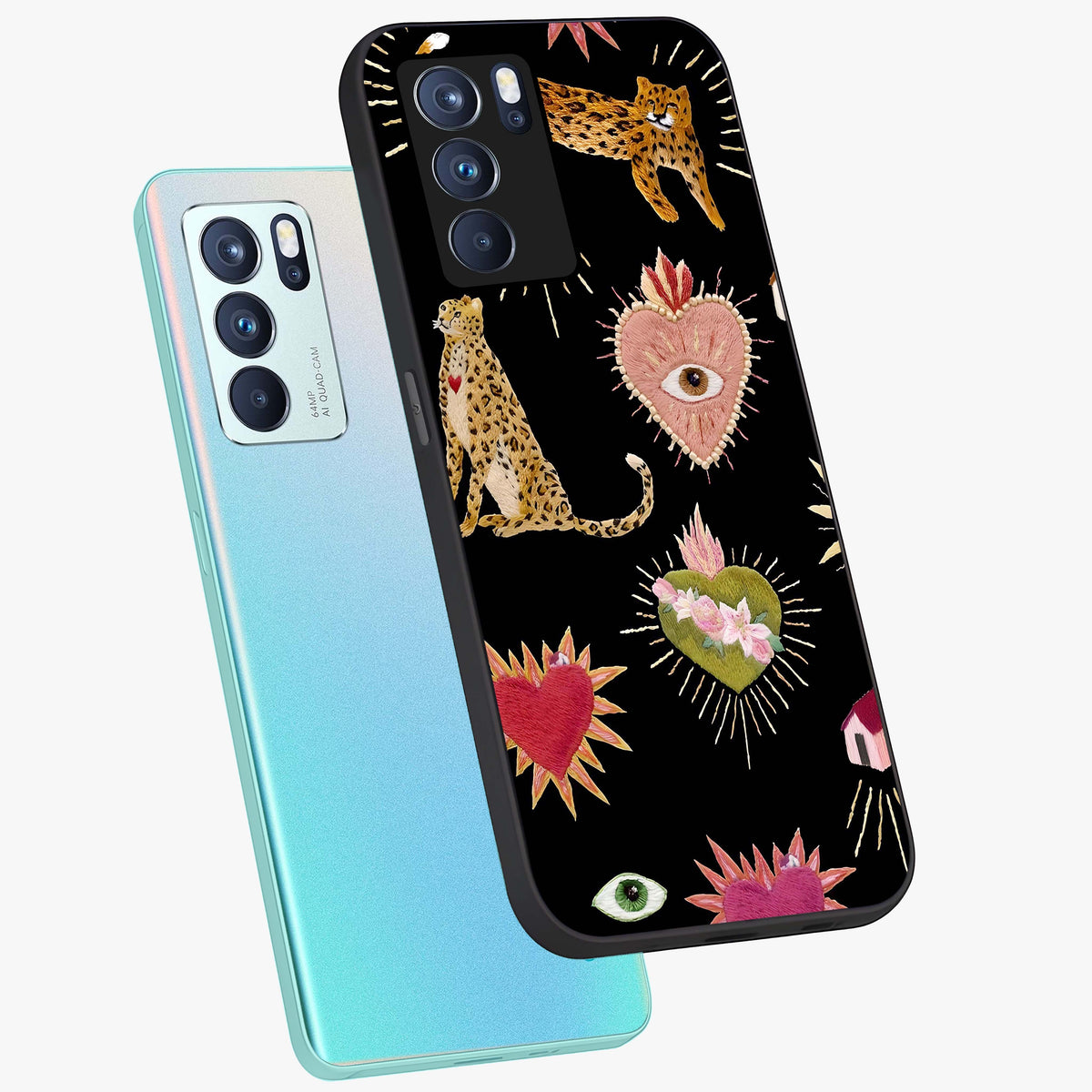 Sacred Jungle Heart Glass Case displayed in angled mockup highlighting lush tropical design with natural aesthetic style.