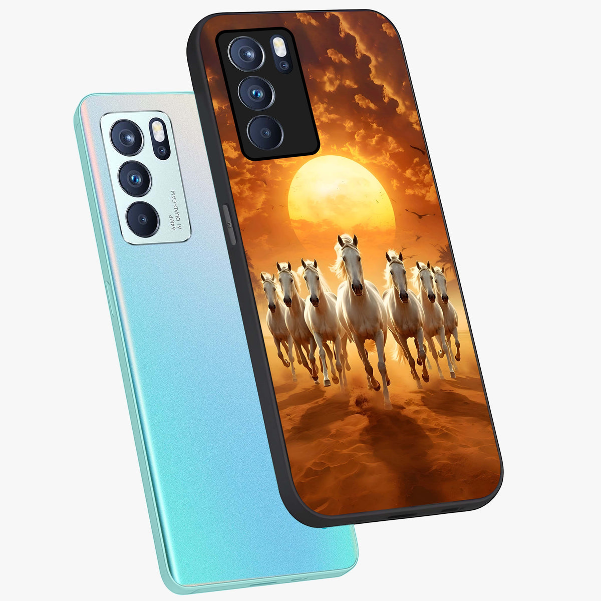 Wild Sunset Majesty Glass Case displayed in angled mockup highlighting vibrant sunset sky design with scenic aesthetic.