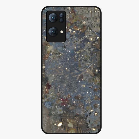 Aesthetic Astrolophia Glass Case showing flat back view with dreamy aesthetic design and glossy glass finish.