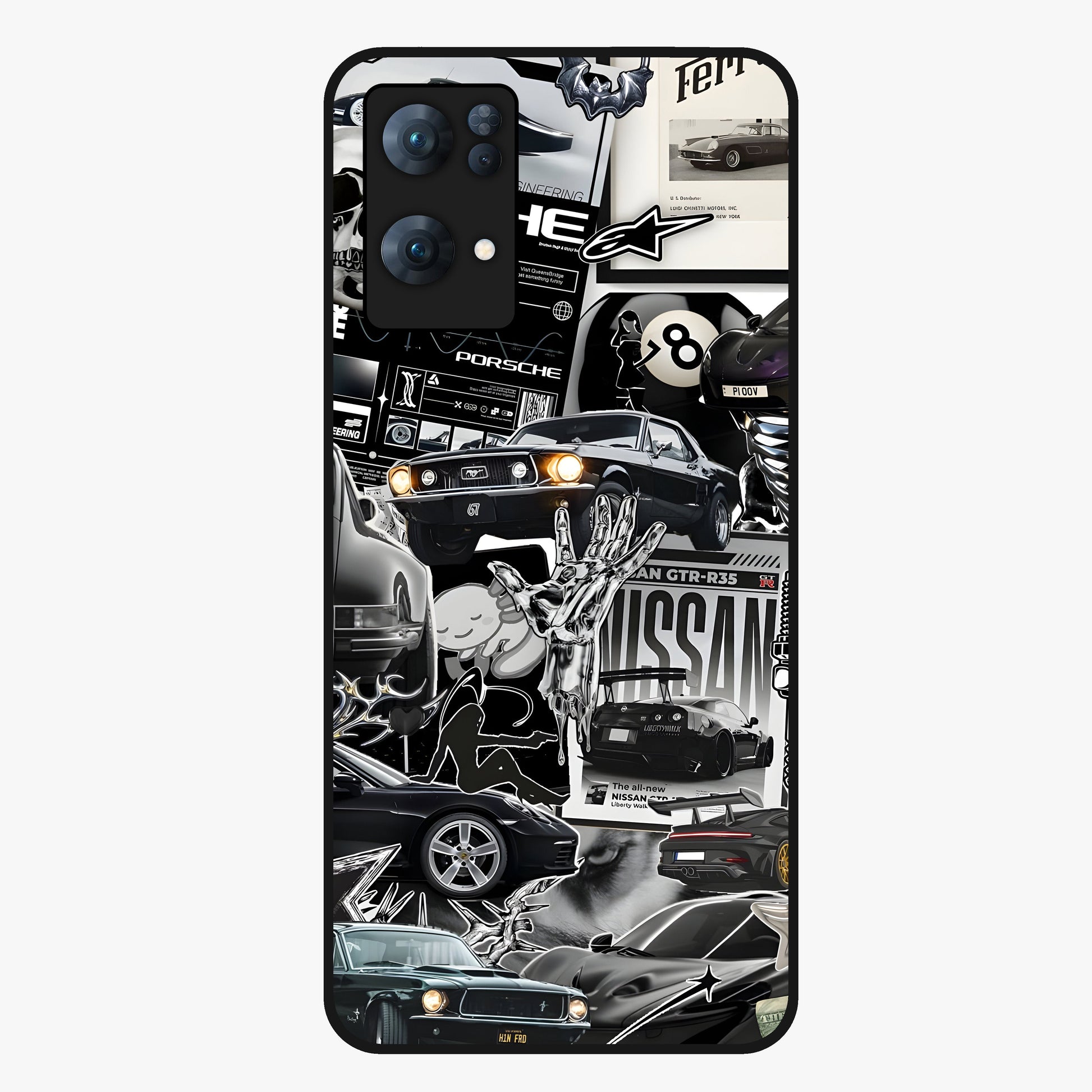 Aesthetic Dark Love Glass Case showing flat back view with dark romantic artwork and glossy glass finish.