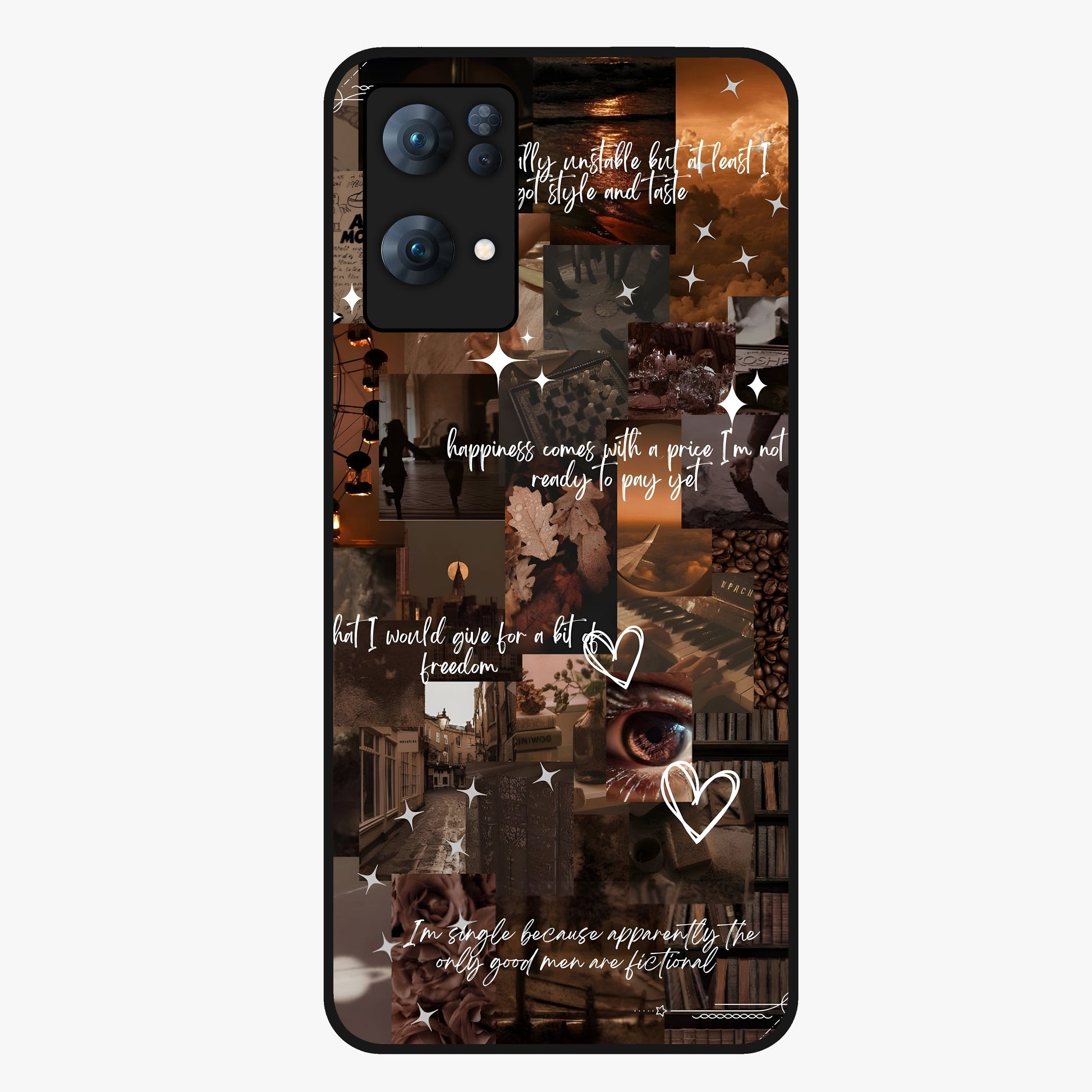 Bittersweet Aesthetic Chaos Glass Case showing flat back view with artistic chaotic aesthetic design and glossy glass finish.