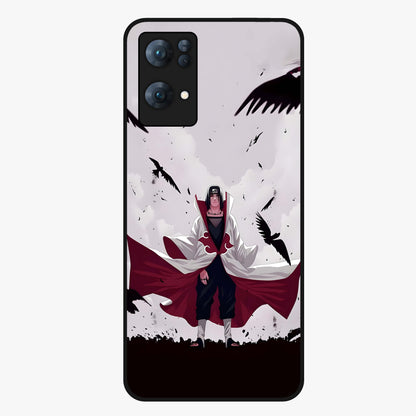 Crimson Crow Ascension Glass Case showing flat back view with mystical crow artwork and glossy glass finish.