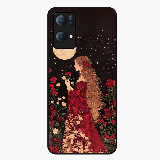 Crimson Dreams Glass Case showing flat back view with dreamy crimson artwork and glossy glass finish.