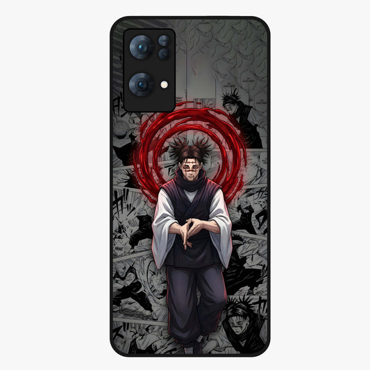 Cursed Ritual Ascension Glass Case showing flat back view with dark ritual themed artwork and glossy glass finish.