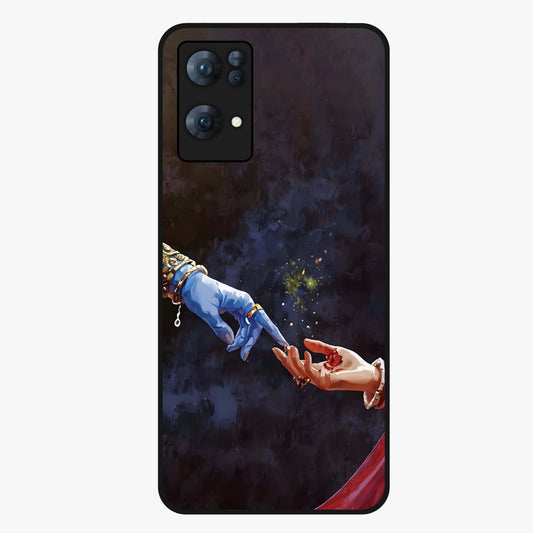 Divine Touch Eternal Glass Case showing flat back view with spiritual themed artwork and glossy glass finish.