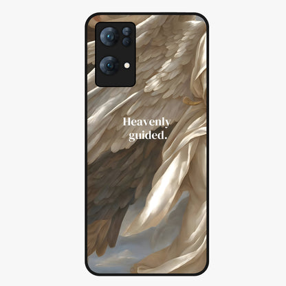Divine Winged Grace Glass Case showing flat back view with elegant wing inspired artwork and glossy glass finish.