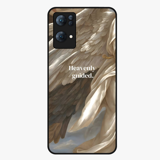 Divine Winged Grace Glass Case showing flat back view with elegant wing inspired artwork and glossy glass finish.