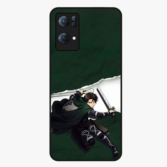 Emerald War Vanguard Glass Case showing flat back view with powerful warrior themed artwork and glossy glass finish.