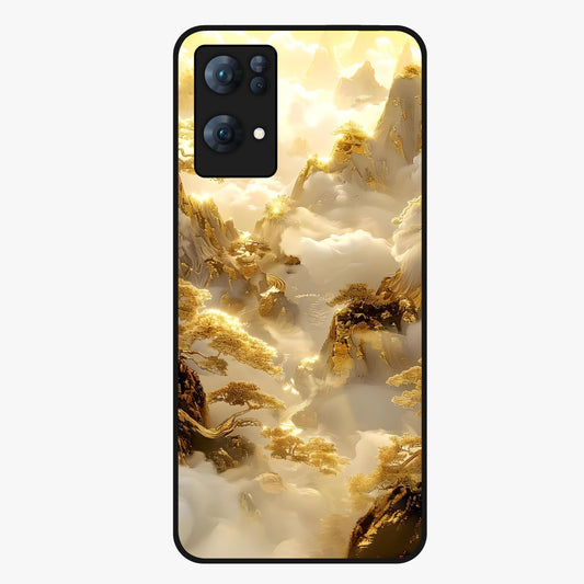 Gates Of Illumination Glass Case showing flat back view with mystical illuminated gate artwork and glossy glass finish.