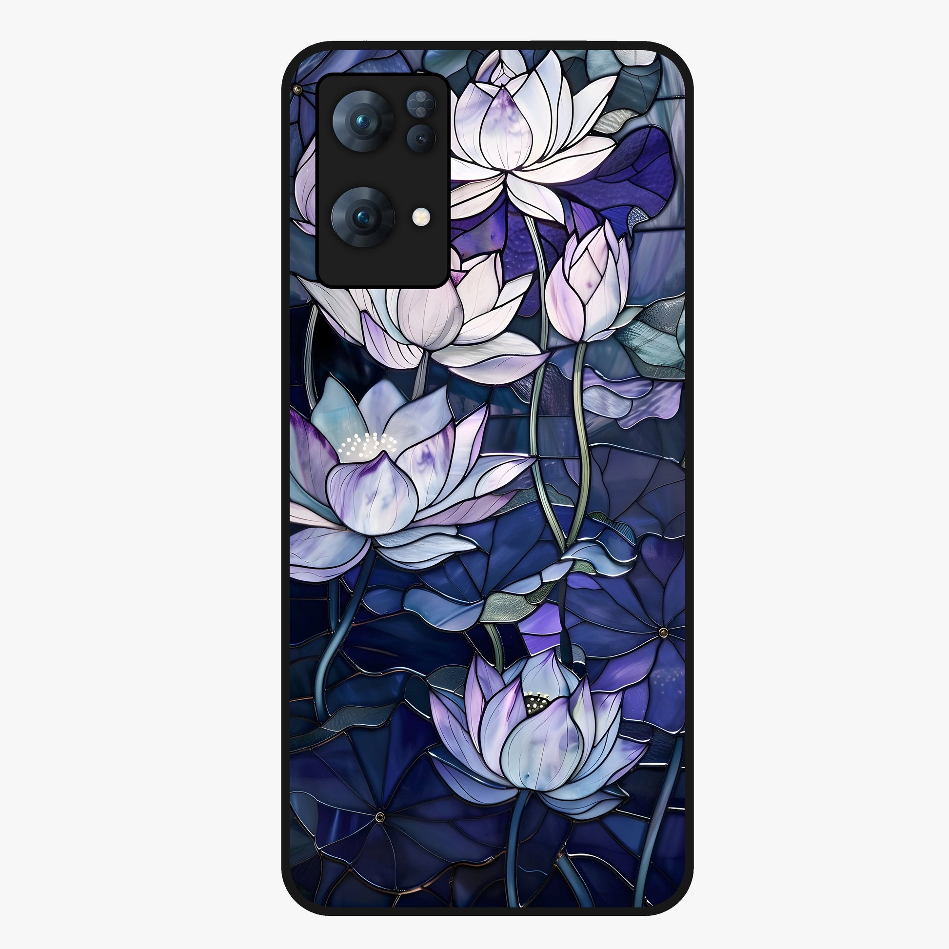 Gloss Petal Rush Glass Case showing flat back view with glossy flower petal artwork and smooth glass finish.