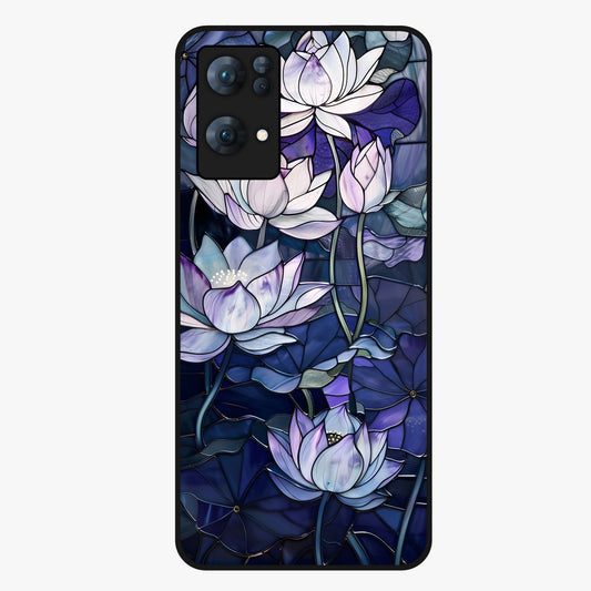 Gloss Petal Rush Glass Case showing flat back view with glossy flower petal artwork and smooth glass finish.