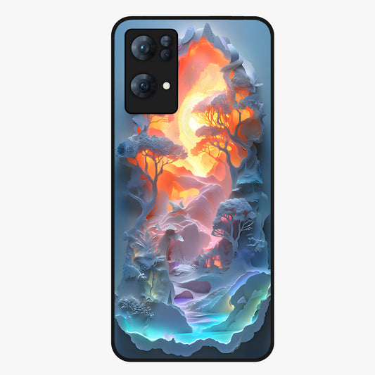 Glow Forest Portal Glass Case showing flat back view with glowing forest portal artwork and glossy glass finish.