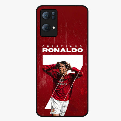 Goal Celebration Legacy Glass Case showing flat back view with football celebration inspired artwork and glossy glass finish.