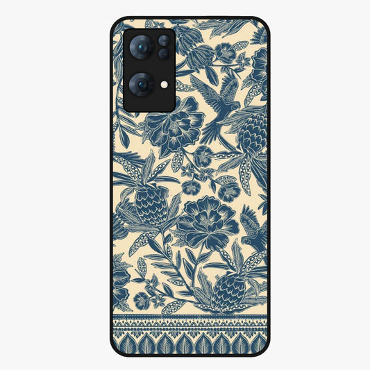 Heirloom Wild Bloom Glass Case showing flat back view with vintage inspired wild flower artwork and glossy glass finish.