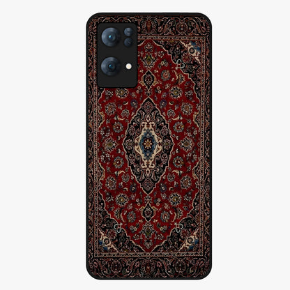 Heritage Carpet Royale Glass Case showing flat back view with ornate Persian carpet inspired pattern and glossy glass finish.