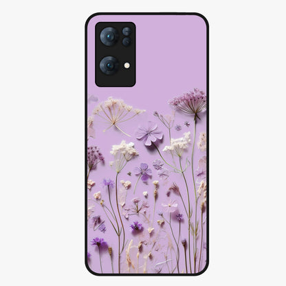 Lavender Blossom Dream Glass Case showing flat back view with soft lavender floral artwork and glossy glass finish.