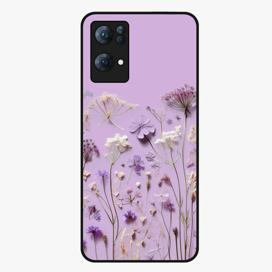 Lavender Blossom Dream Glass Case showing flat back view with soft lavender floral artwork and glossy glass finish.