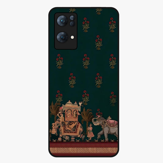 Macmerise Glass Case showing flat back view with stylish modern artwork and glossy glass finish.