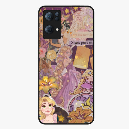 Magical Tangled Dream Glass Case showing flat back view with dreamy tangled artwork and glossy glass finish.