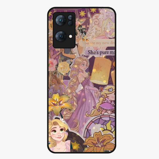 Magical Tangled Dream Glass Case showing flat back view with dreamy tangled artwork and glossy glass finish.