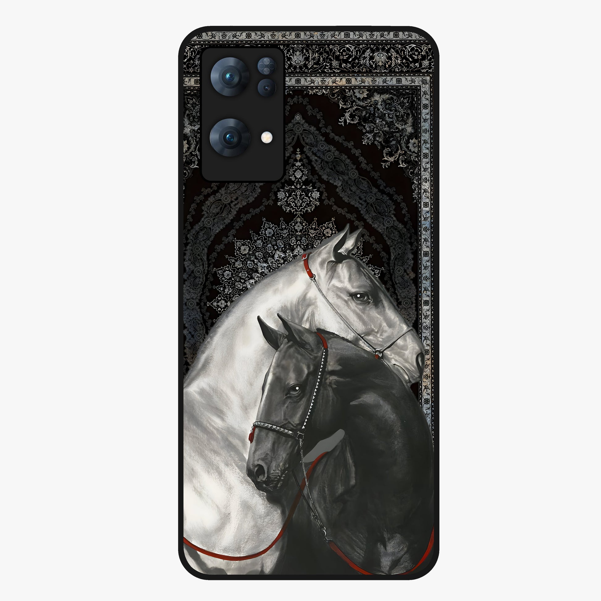 Majestic Ride Legacy Glass Case showing flat back view with powerful automotive inspired artwork and glossy glass finish.