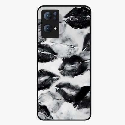 Midnight Kiss Marks Glass Case showing flat back view with lipstick kiss mark artwork and glossy glass finish.