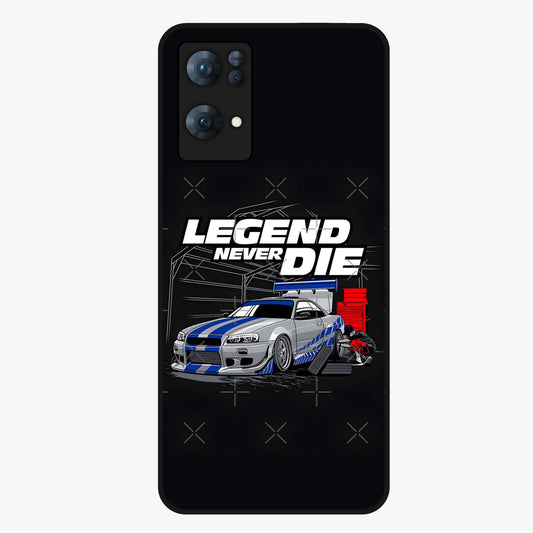 Midnight Racing Legacy Glass Case showing flat back view with sleek racing inspired artwork and glossy glass finish.