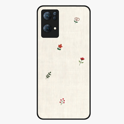 Minimal Petal Whispers Glass Case showing flat back view with soft minimal floral artwork and glossy glass finish.