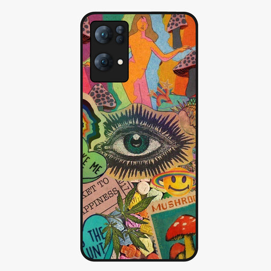 Mystic Eye Wonderland Glass Case showing flat back view with mystical eye themed artwork and glossy glass finish.