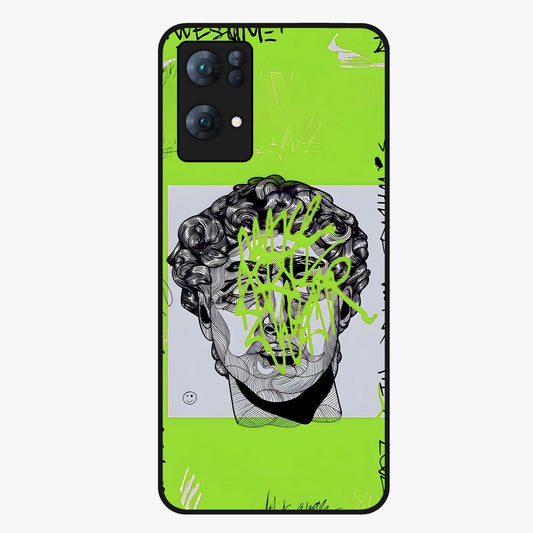 Neo Graffiti Rebellion Glass Case showing flat back view with vibrant graffiti artwork and glossy glass finish.