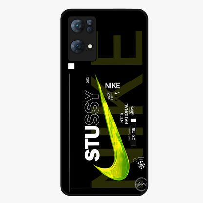 Neon Street Edition Glass Case showing flat back view with neon street style artwork and glossy glass finish.