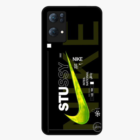 Neon Street Edition Glass Case showing flat back view with neon street style artwork and glossy glass finish.