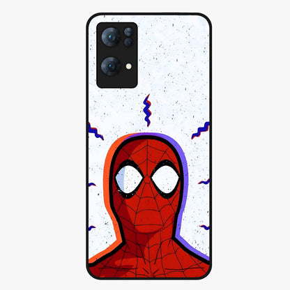Omg Spiderman Glass Case showing flat back view with bold superhero inspired artwork and glossy glass finish.