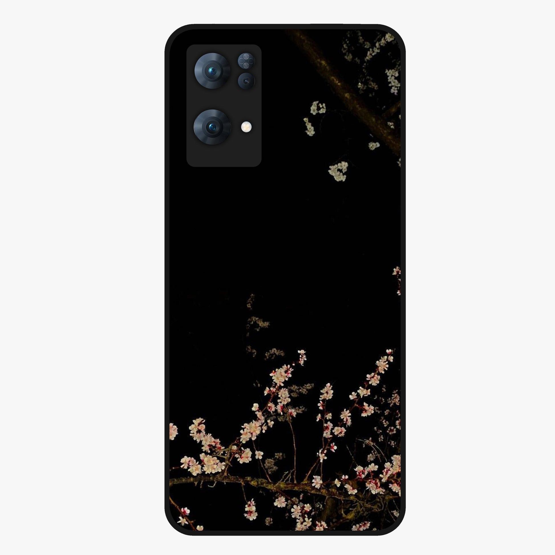 Petal Moon Light With Custom Name Glass Case showing flat back view with floral moonlight artwork and personalized name design.