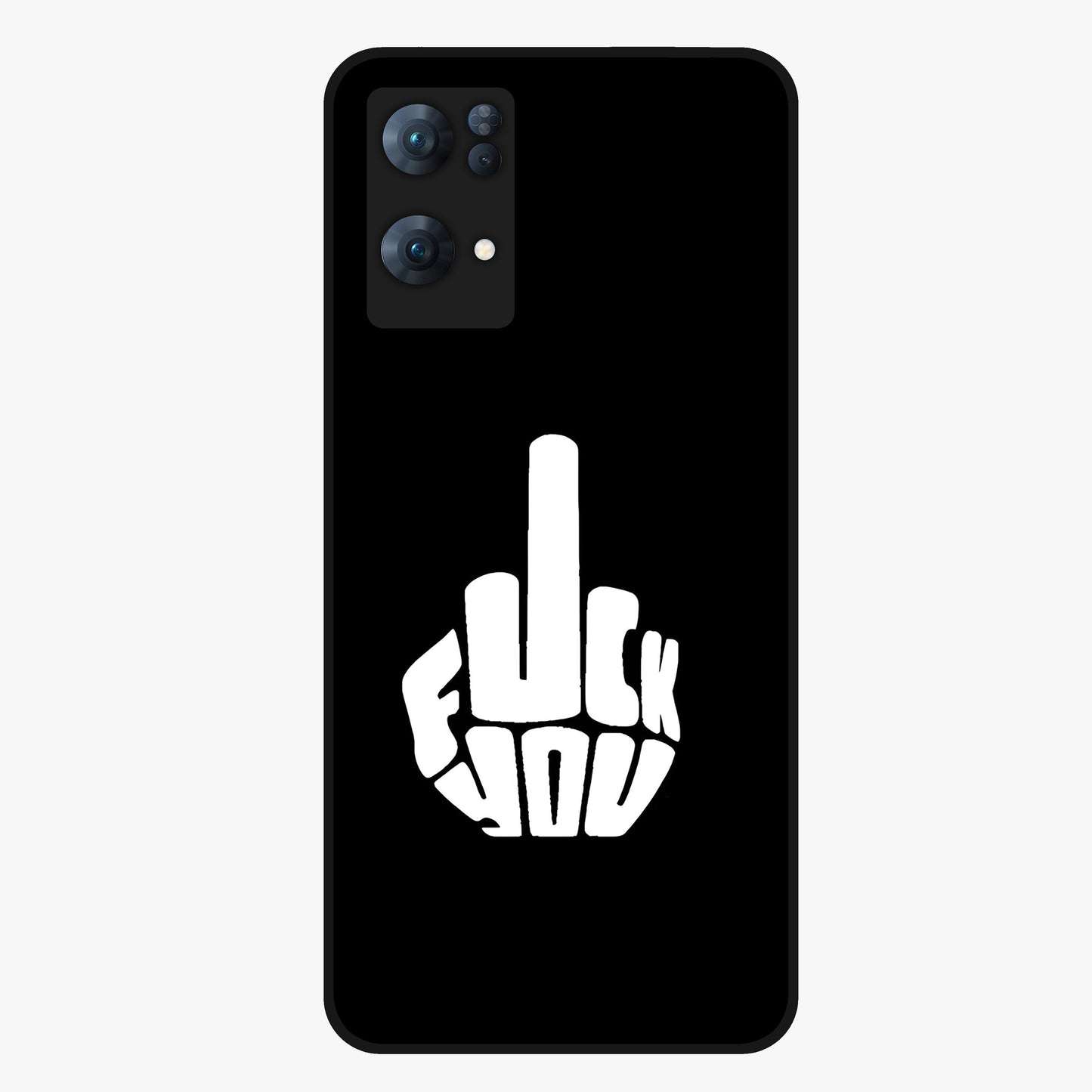 Rebel Mode On Glass Case showing flat back view with bold rebellious typography artwork and glossy glass finish.