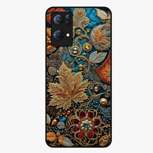 Royal Jewel Garden Glass Case showing flat back view with decorative floral garden artwork and glossy glass finish.