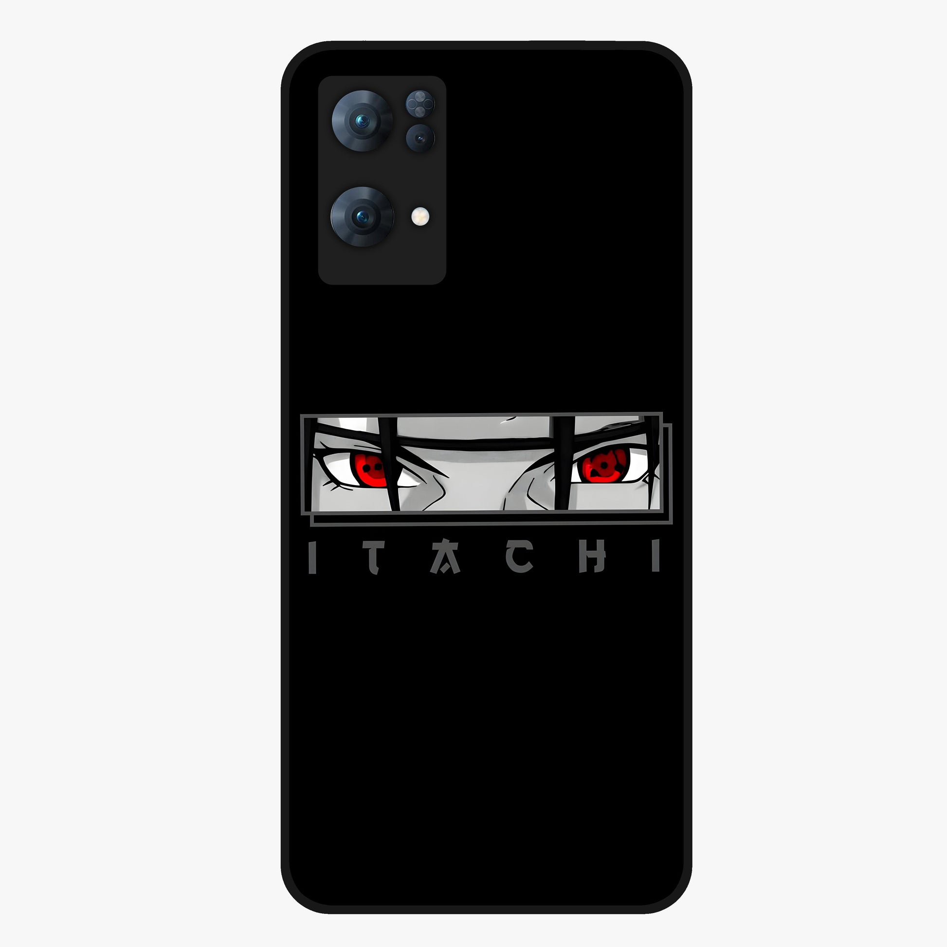 Scarlet Gaze Dominance Glass Case showing flat back view with striking red themed artwork and glossy glass finish.